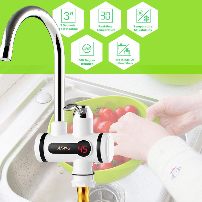 fast Electric Kitchen Water Heater Tap Instant Hot Water Faucet Heater Cold Heating Faucet Tankless Instantaneous Water Heater