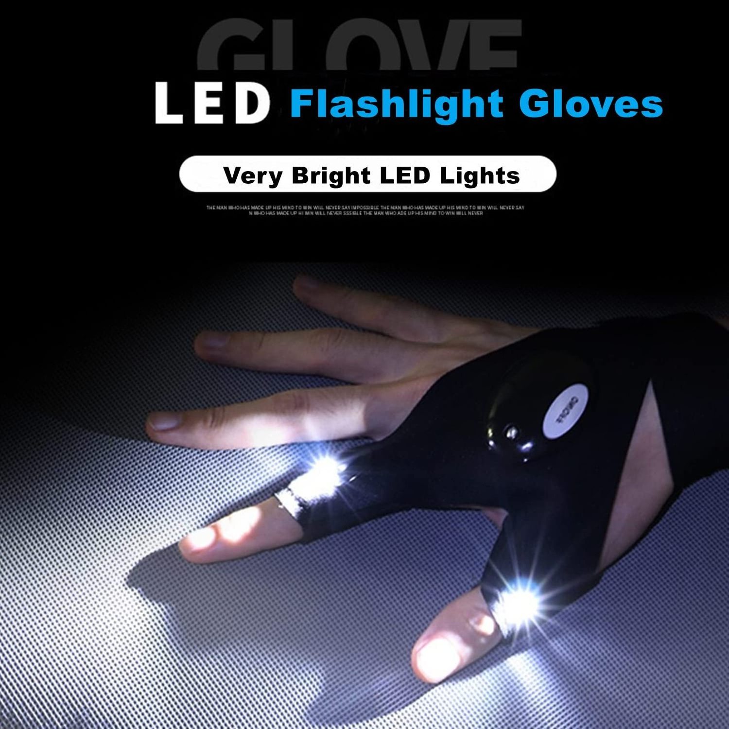 LED Flashlight Glove for Outdoor Fishing Gloves with Stretchy Strap Screwdriver for Car Repairing Night Running Camping Working