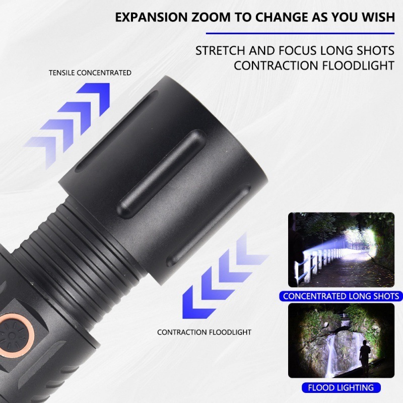 Led Flashlight 30000 High Lumens 5 Modes Powerful USB Rechargeable Flashlights Torch Waterproof for Camping Outdoor Emergency