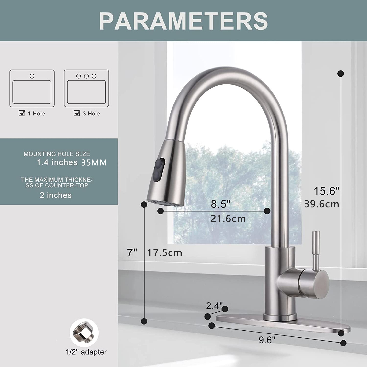 Kitchen Faucet with Sprayer Pull Down Kitchen Sink Tap Stainless Steel Single Hole Handle Kitchen Faucets 360 Swivel High Arc RV