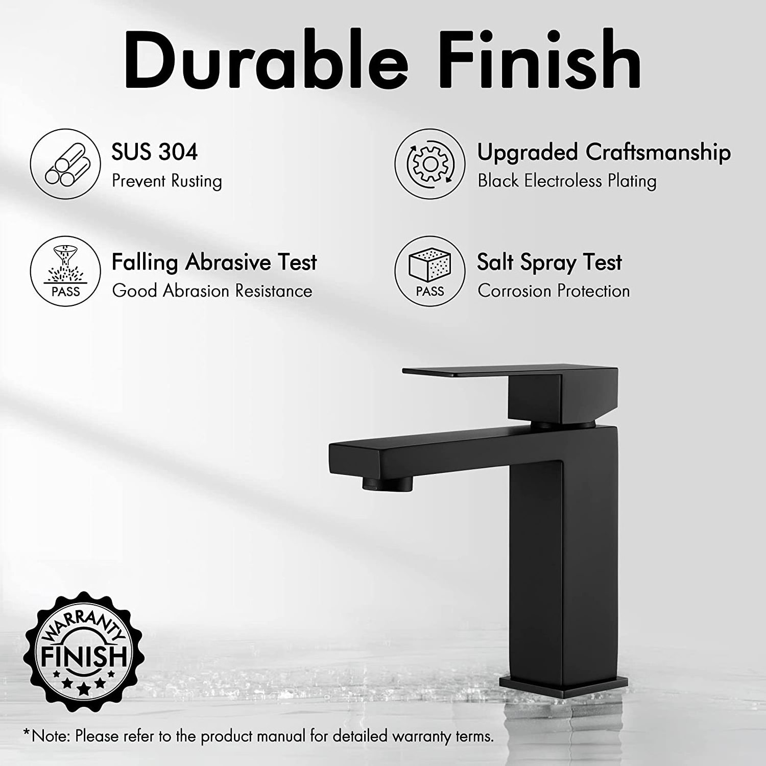 Black Bathroom Faucet & Bathroom Sink Without Overflow Single Handle Faucet SUS304 Stainless Steel Matte Black Water Tap