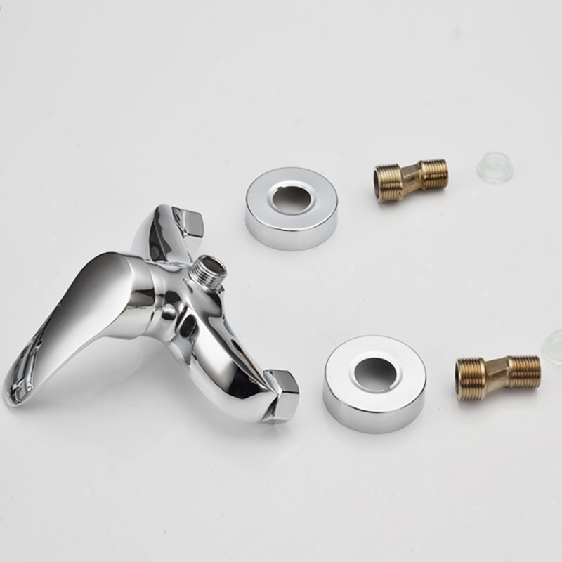 Bathtub Faucet Brass Bathroom Single Handle Chrome Finish Wall-Mounted Hot Cold Water Shower Mixer Taps without Handheld Spray