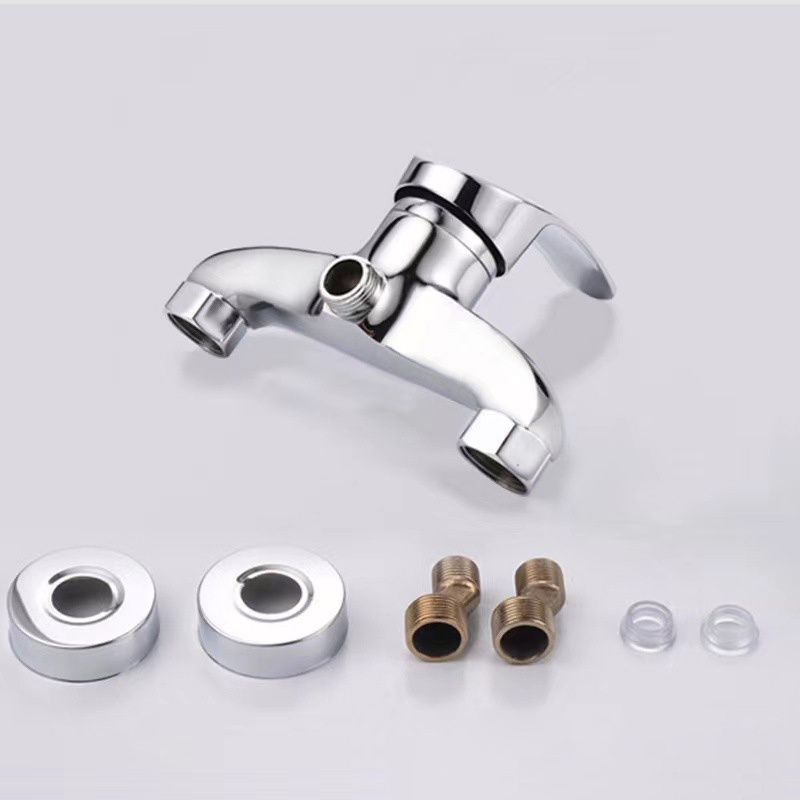 Bathtub Faucet Brass Bathroom Single Handle Chrome Finish Wall-Mounted Hot Cold Water Shower Mixer Taps without Handheld Spray