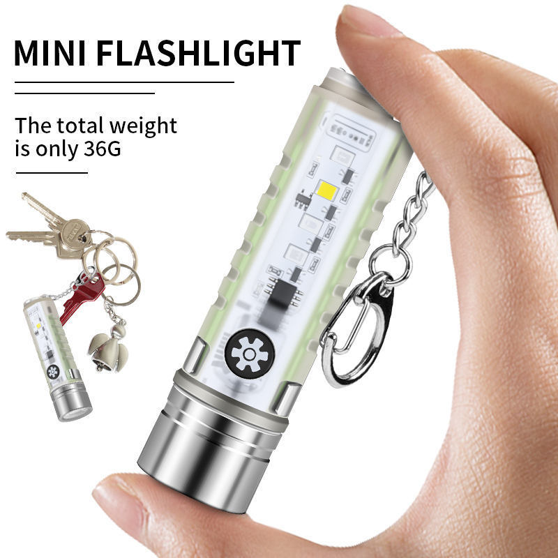 Keychain Flashlight UV Blacklight White Red Blue Light USB Rechargeable Waterproof Mini LED Magnetic Torch Key Chain Flashlights