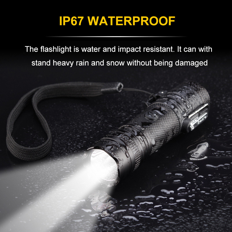 USB Rechargeable Tactical Flashlight Outdoor Waterproof Camping Electric Lighter Dual Arc Lighters Survival Gear Hiking Torch