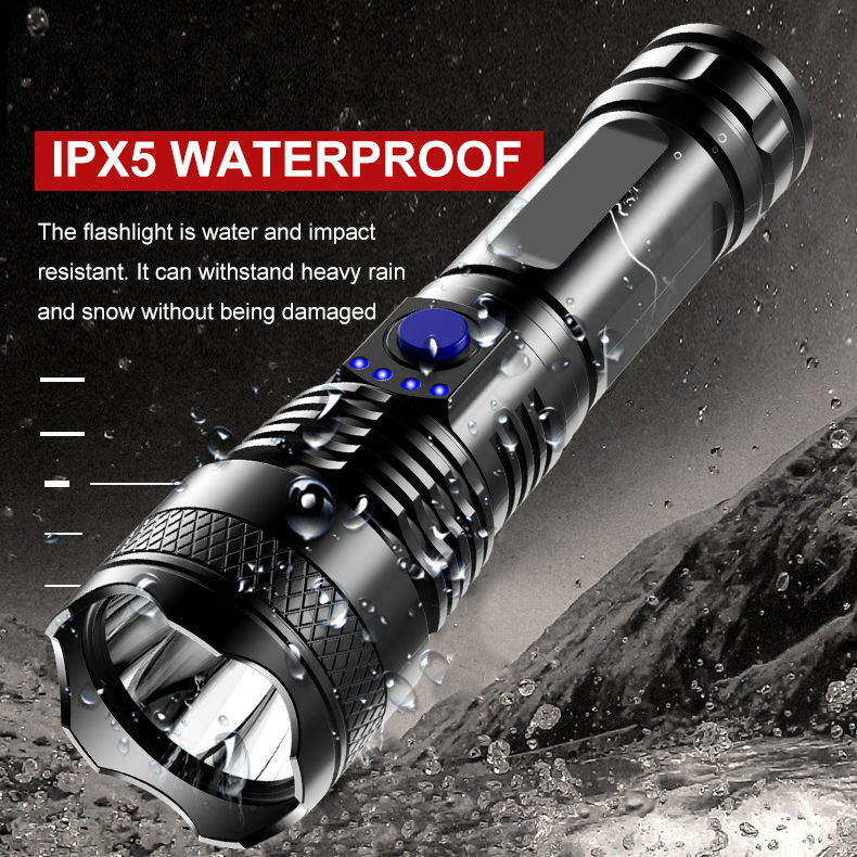 Super bright Flashlight Aluminum Alloy Waterproof USB 1200 Lumens LED Torch High Quality Fishing Outdoor Handheld Flashlights