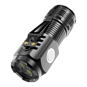 Wholesale Ultra Bright EDC Flashlight ABS Plastic Strong Magnet USB C Rechargeable Torch 3*LED 3000 Lumens Outdoor Flashlight