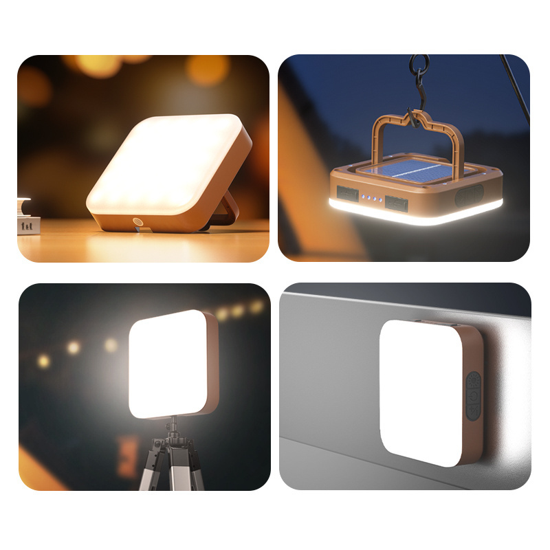 Solar Powered Camping Lantern White Warm Natural Light 5000mAh Battery Power Bank Sunlight Charging Soft Floodlight Tent Lamp