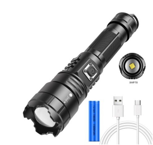 New XHP70 LED High Lumen Flashlight USB Rechargeable Zoomable Flashlight Strong Light Torch Most Powerful Outdoor Camping Ride