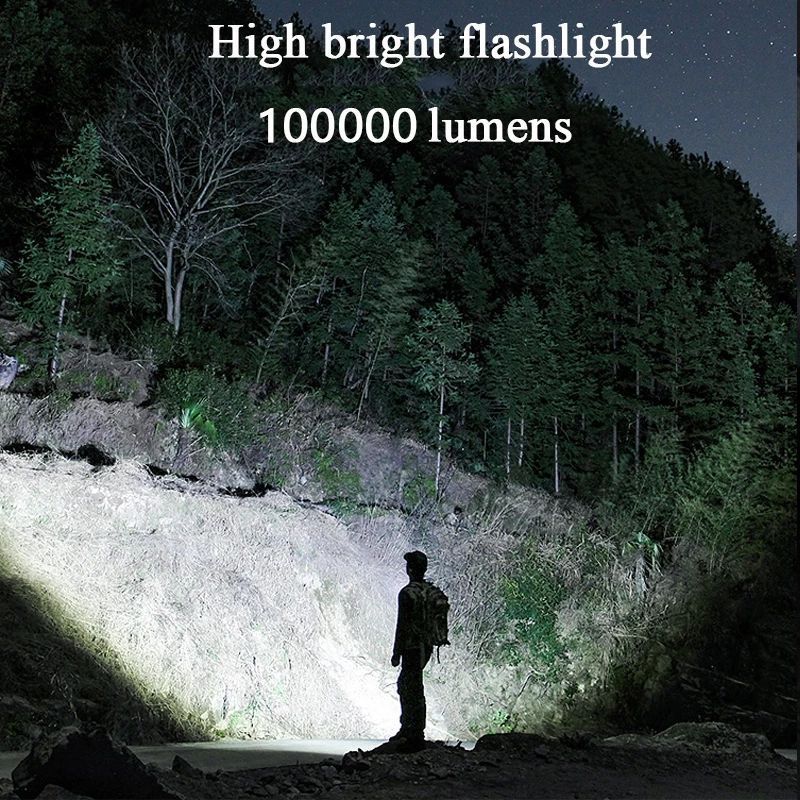 Rechargeable LED Flashlight 5000 Lumens Super Bright Zoomable Waterproof Torch 3 Modes Flashlight for Outdoor Camping Emergency