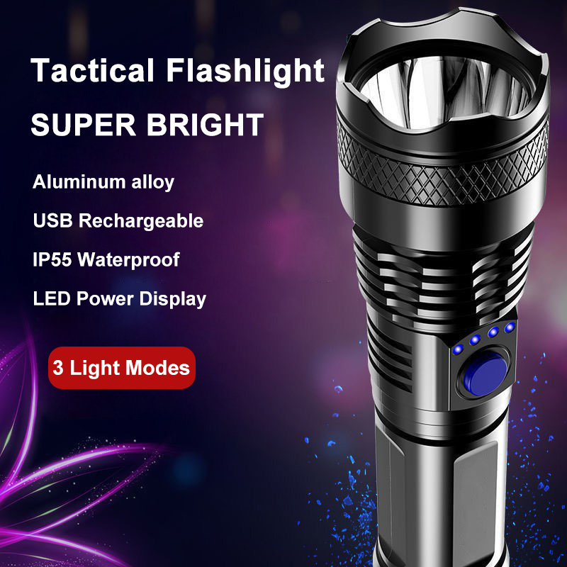 Super bright Flashlight Aluminum Alloy Waterproof USB 1200 Lumens LED Torch High Quality Fishing Outdoor Handheld Flashlights