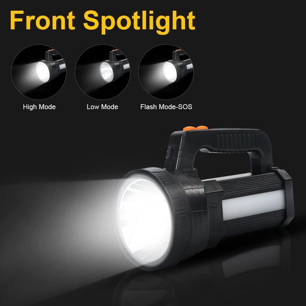 Bright LED Rechargeable Flashlight 9600mAh Brightest Hand held Spotlight Waterproof Tactical High Power Searchlight