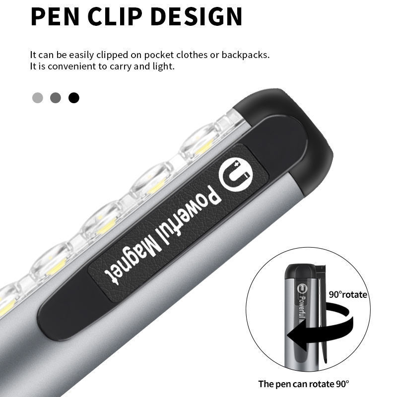 USB C Rechargeable Portable Pen Light Mini Flashlight Slide 7 COB LED Torch Lamp With Magnetic Clip Pocket Handy Led Flashlight