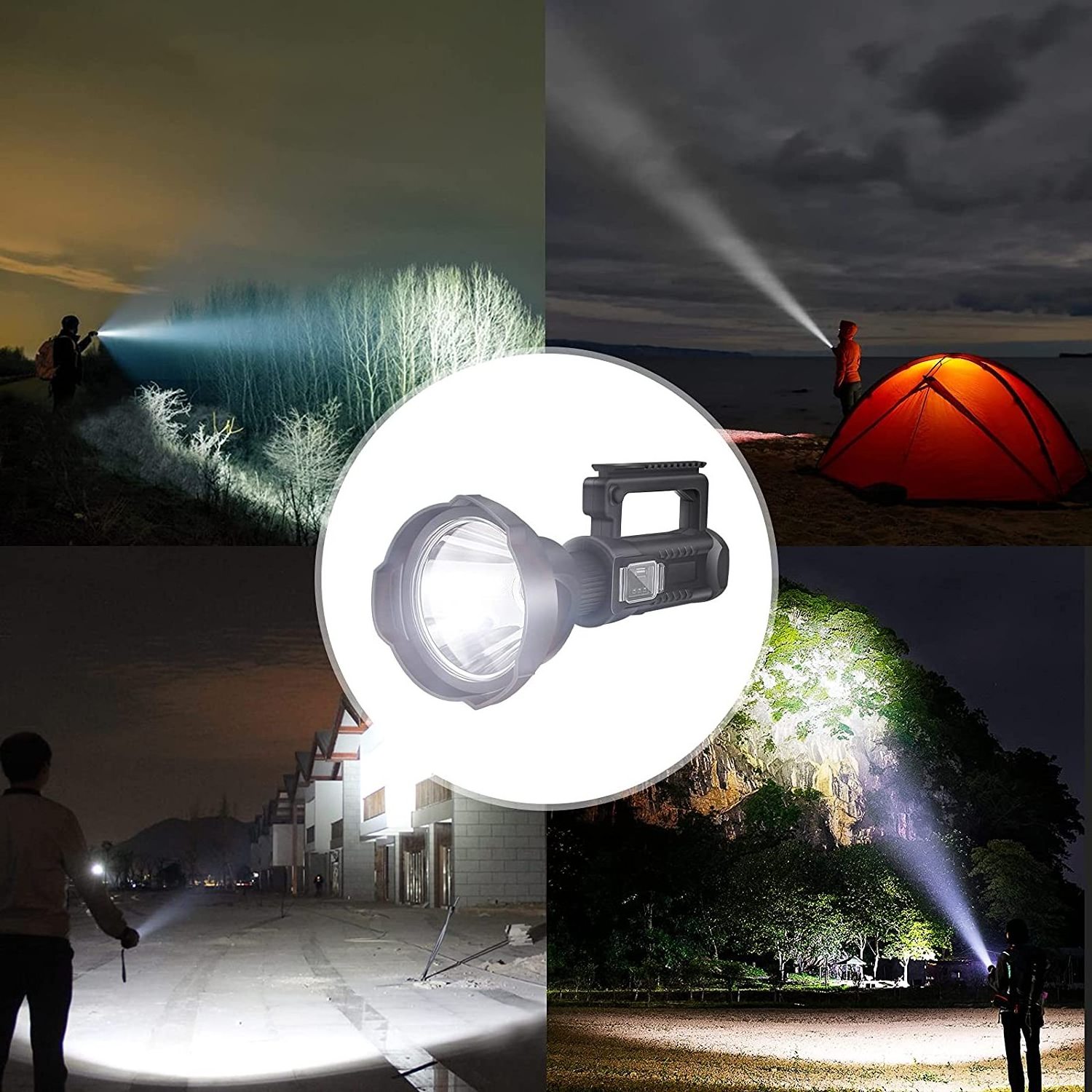 Rechargeable Flashlight 90000 High Lumens Led Searchlight Waterproof 4Modes Handheld Spotlight with Tripod for Working Emergency