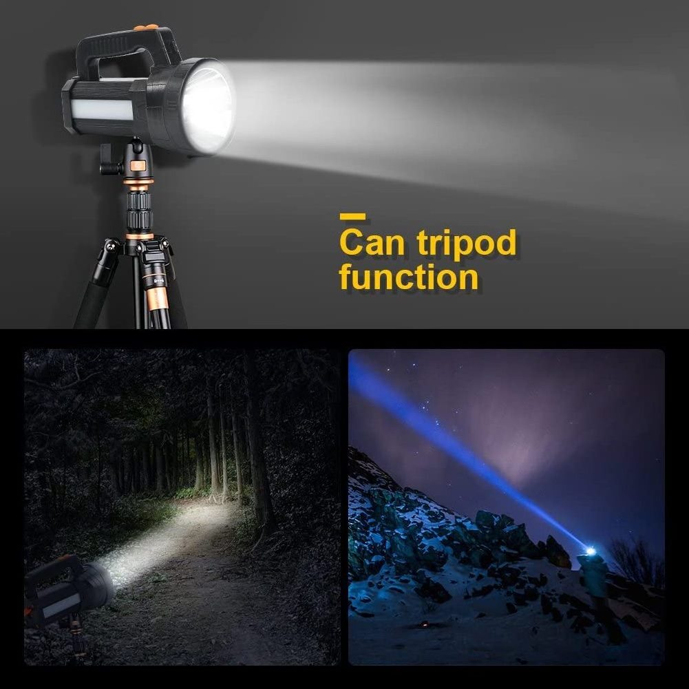 Bright LED Rechargeable Flashlight 9600mAh Brightest Hand held Spotlight Waterproof Tactical High Power Searchlight