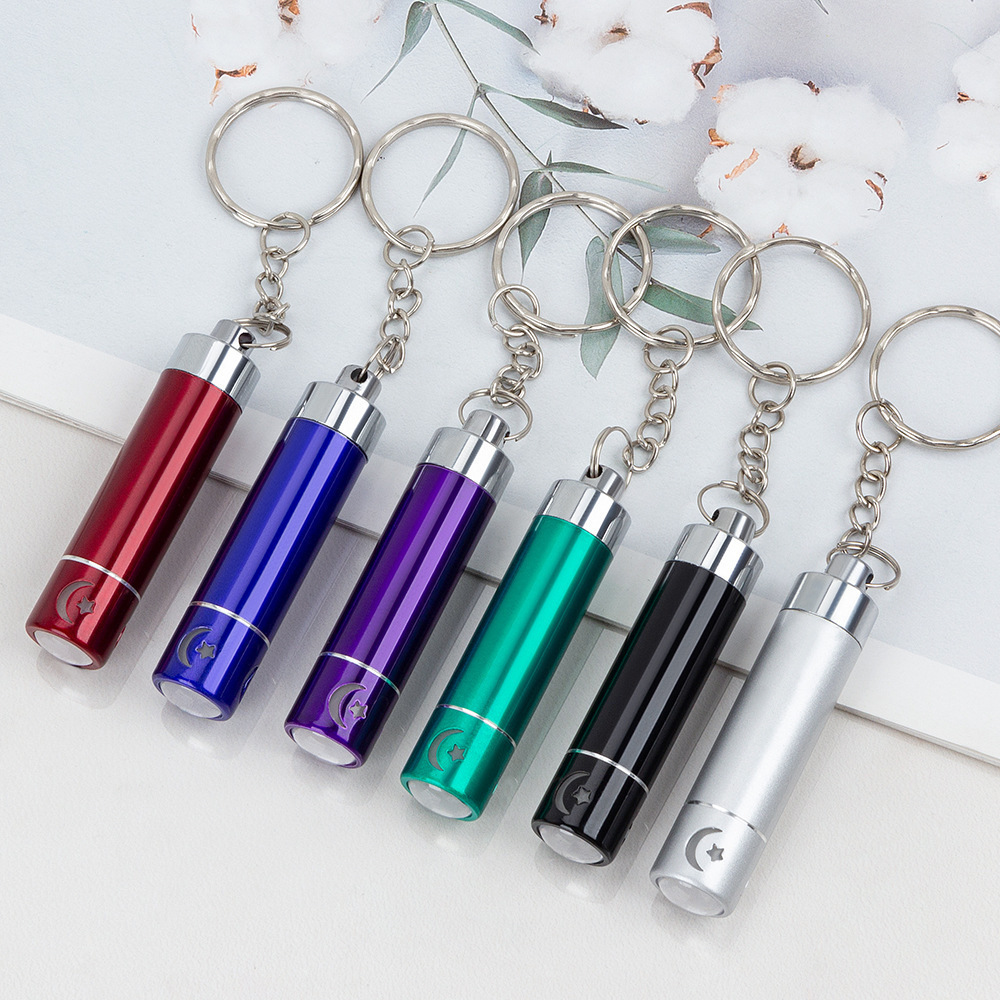 Small Keychain Flashlight Pocket Sized Night Key Chain Lamp Gift Mini Torch for Emergency EDC Creative Hollowed Moon Star Light