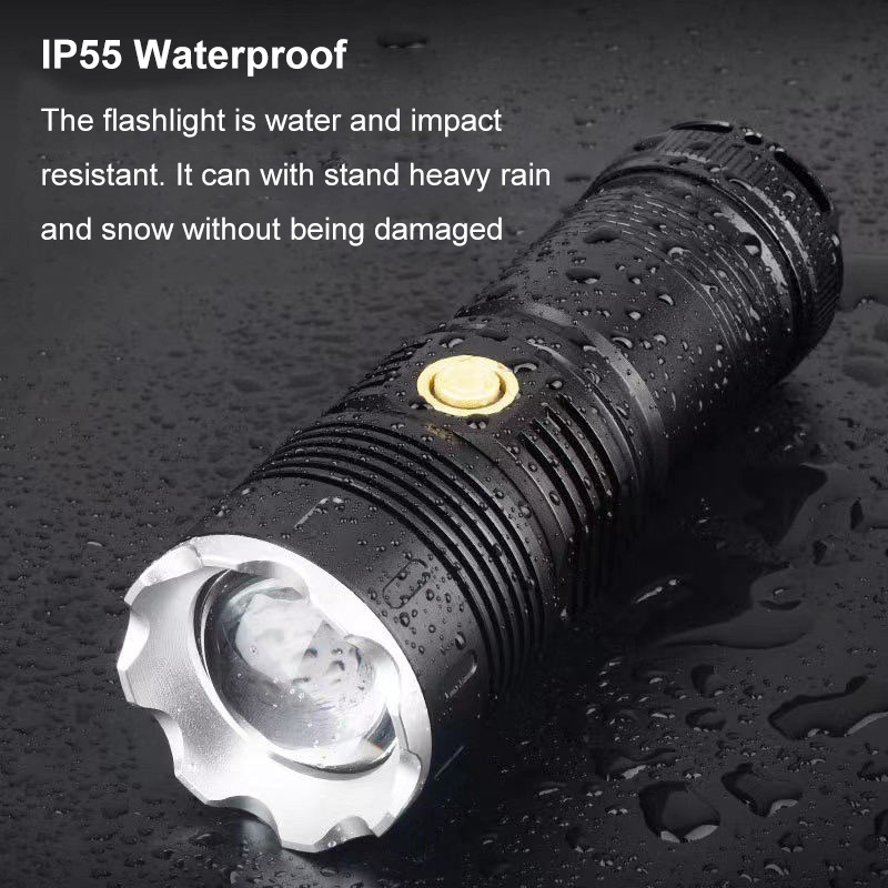 Emergency Tactical Flashlight 30W LED USB Outdoor Torch Waterproof Luminous 15000 High Lumens Zoomable Power Outage Flashlights