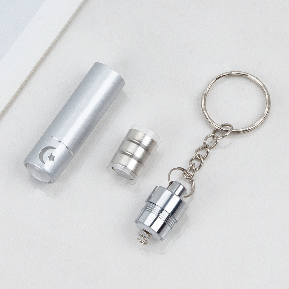 Small Keychain Flashlight Pocket Sized Night Key Chain Lamp Gift Mini Torch for Emergency EDC Creative Hollowed Moon Star Light