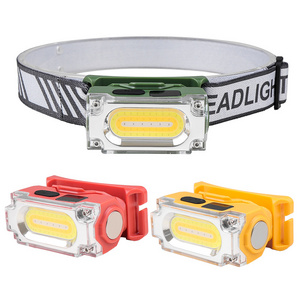 ABS Plastic PC Headlamp Digital Display Magnet White Yellow Red Light COB LED 500 Lumens Head Lamp Clip on Hat Camping Headlight