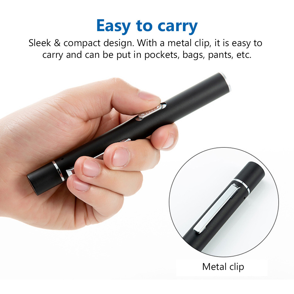 Rechargeable Medical Handy Pen Light Mini ENT Nursing Flashlight LED Torch Lamp With Stainless Steel Clip Pocket Led Flashlight