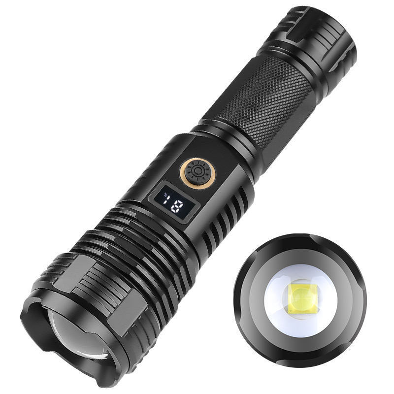 Rechargeable Flashlights with Digital display Type-C USB 12000 High Lumens Zoomable Outdoor Emergency Power Outage Flashlight