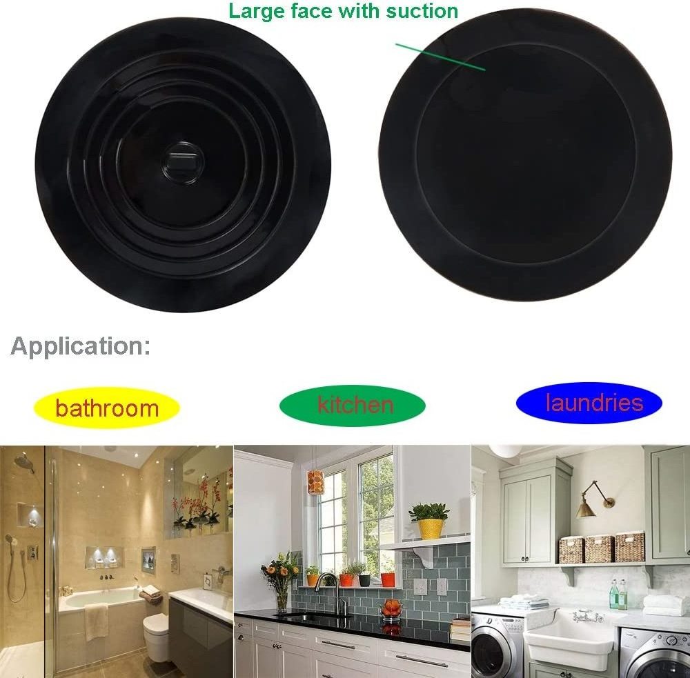 Tub Stopper 6 inches Large Silicone Drain Plug Hair Stopper Flat Suction Cover for Kitchen Bathroom Accessories and Laundry