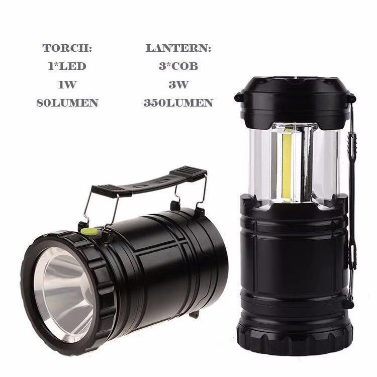 LED Camping Lantern Battery Powered Flashlights Portable 2-in-1 Collapsible Lantern Lights  Emergency Flashlight LED Light