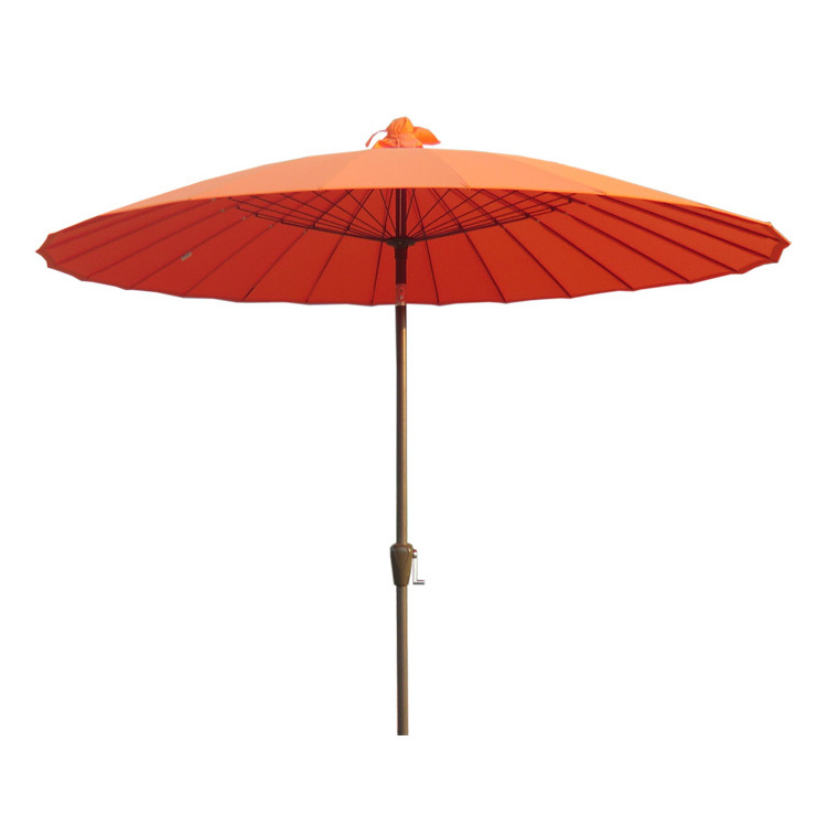 9ft Modern Stainless Steel 24Ribs Outdoor Parasol Fire-Resistant Garden Umbrella for Courtyard & Welding Sites