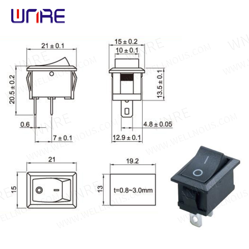 10Pcs KCD1-101 inclined Plane 2Pin Rocker Switch 2 Position 6A 250VAC / 10A 125VAC ON-OFF Power Switch Red Orange Yellow Green