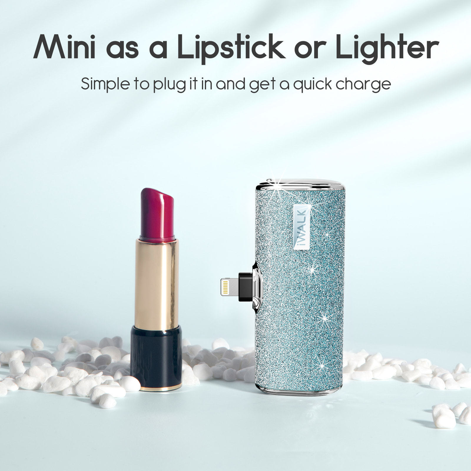 iWALK LinkPod 4S 4500mAh Mini Power Bank Portable Charger with Shiny Diamond Attachment Battery Pack for Mobile Phone