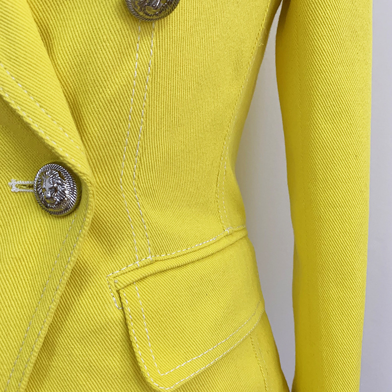 clothes vendors female blazers and office wear yellow denim jacket women