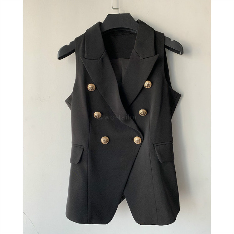 Office vest for women, dressy waistcoat, sleeveless jacket work suit coat