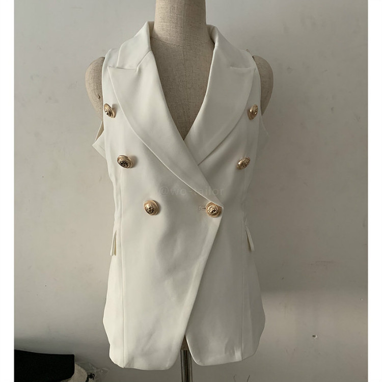 Office vest for women, dressy waistcoat, sleeveless jacket work suit coat