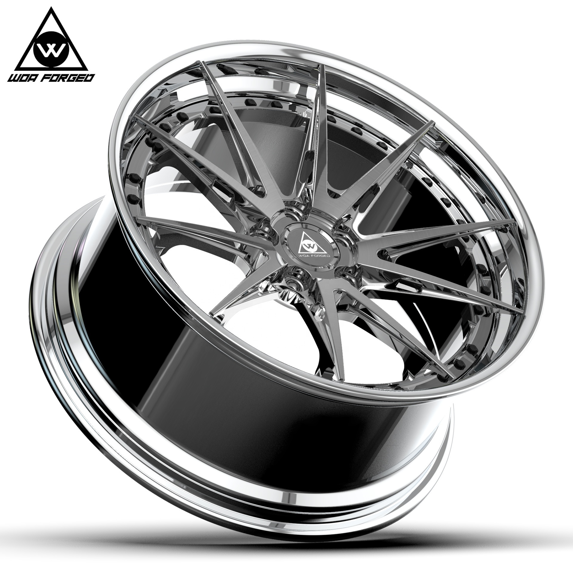 2 Piece Custom Wheel Forged Car Rim Lightweight Brushed Face Polished Rim 6061-T6 Aluminum Alloy Customized 18-24 Inch