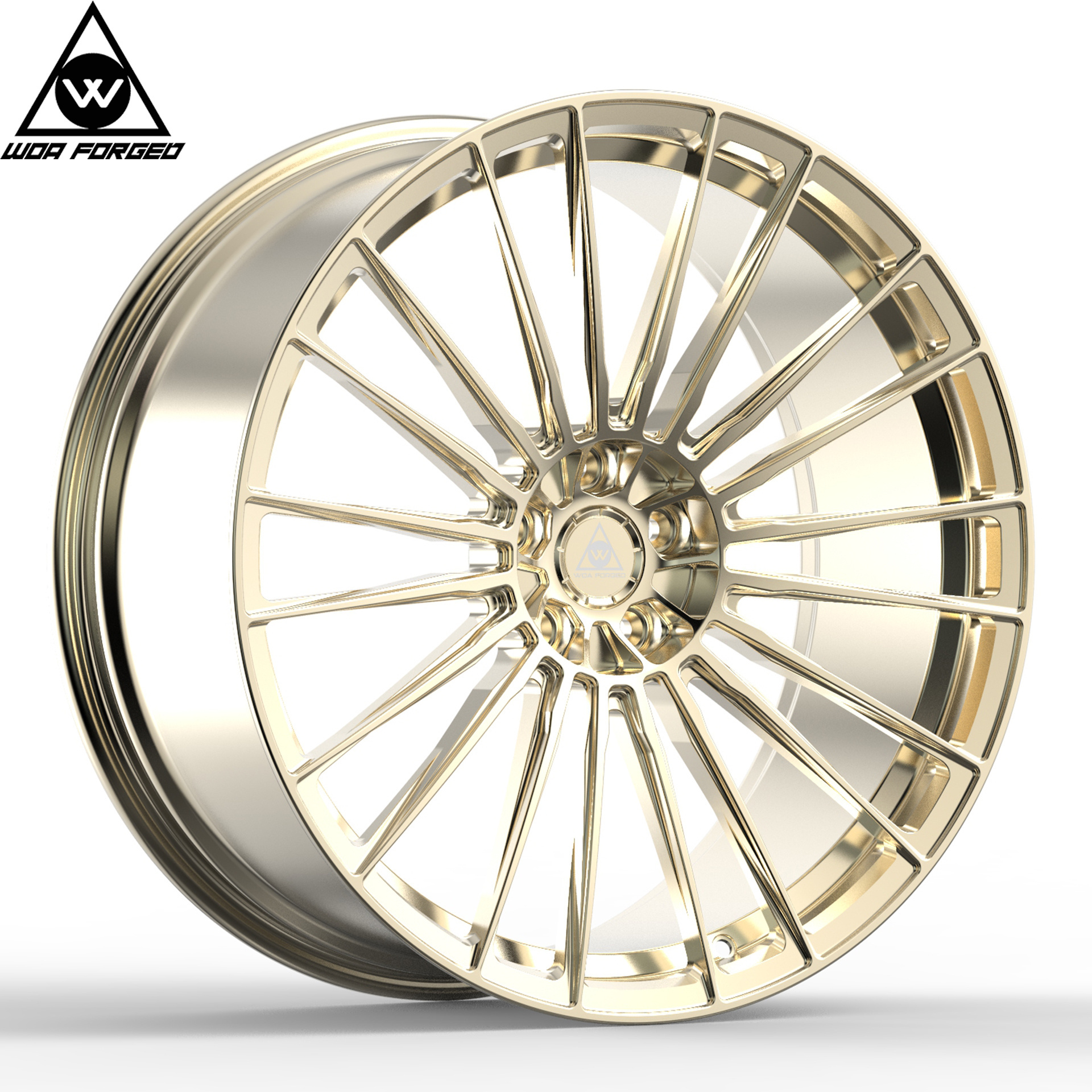 WOAFORGED factory direct polished gold chrome aluminium alloy forged wheels rims For Pcd 5*114.3 5*112 Cars Alloy Wheels