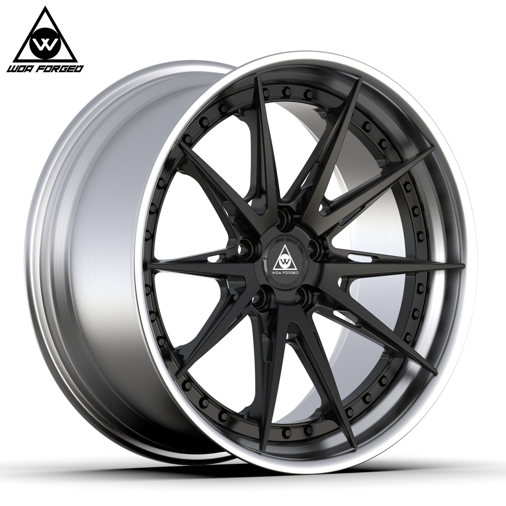 2 Piece Custom Wheel Forged Car Rim Lightweight Brushed Face Polished Rim 6061-T6 Aluminum Alloy Customized 18-24 Inch