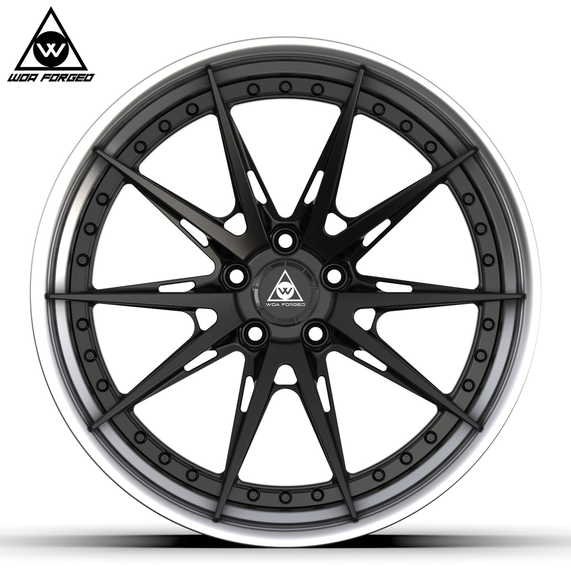 2 Piece Custom Wheel Forged Car Rim Lightweight Brushed Face Polished Rim 6061-T6 Aluminum Alloy Customized 18-24 Inch