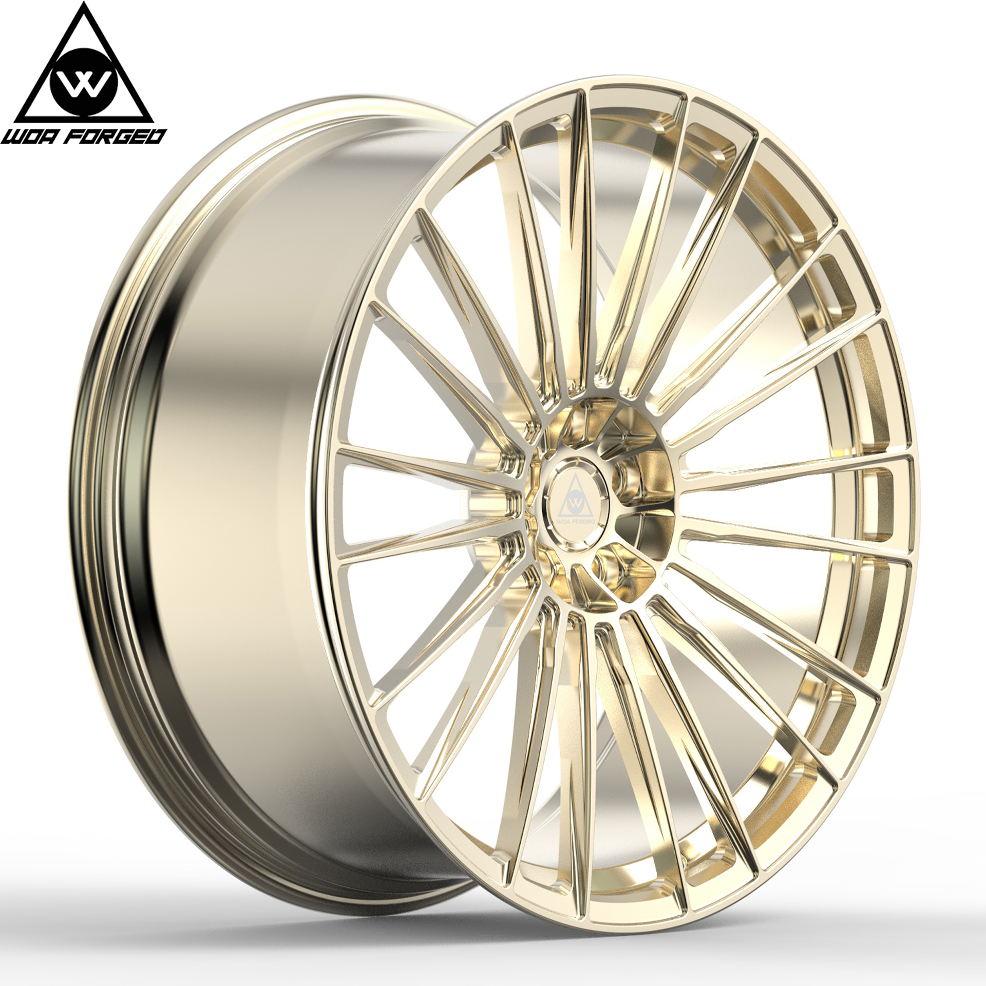 WOAFORGED factory direct polished gold chrome aluminium alloy forged wheels rims For Pcd 5*114.3 5*112 Cars Alloy Wheels