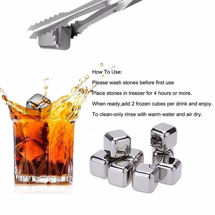 food grade metal stainless steel ice cubes diamond ice cube