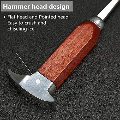 Bar and Home Tools Durable Japanese Style Ice Chipper Stainless Steel Ice Pick with Wooden Handle