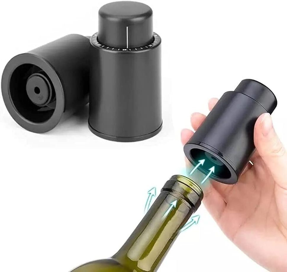 Silicone Seal Savers Pump Cork Stainless Steel Vacuum Preserver With Date ScaleWine Bottle Stoppers