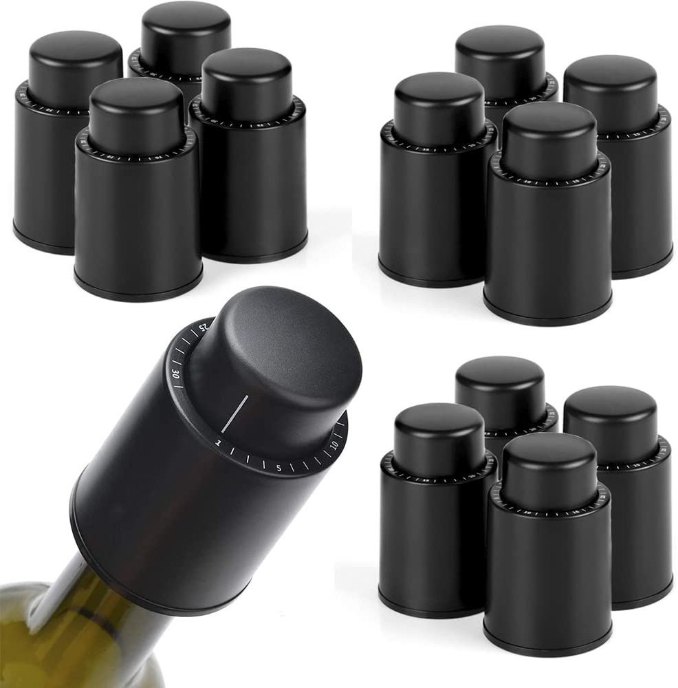 Silicone Seal Savers Pump Cork Stainless Steel Vacuum Preserver With Date ScaleWine Bottle Stoppers