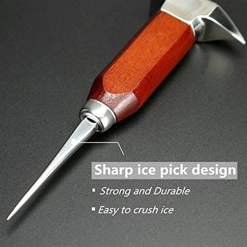 Bar and Home Tools Durable Japanese Style Ice Chipper Stainless Steel Ice Pick with Wooden Handle