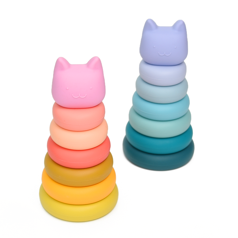 Early Educational Toys Silicone Rainbow Stacking Ring Tower Game Blocks Baby Montessori Toys