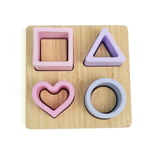 Wholesale Custom BPA Free Bamboo Educational Baby Puzzle Toy Food Grade Silicone Educational Baby Toys