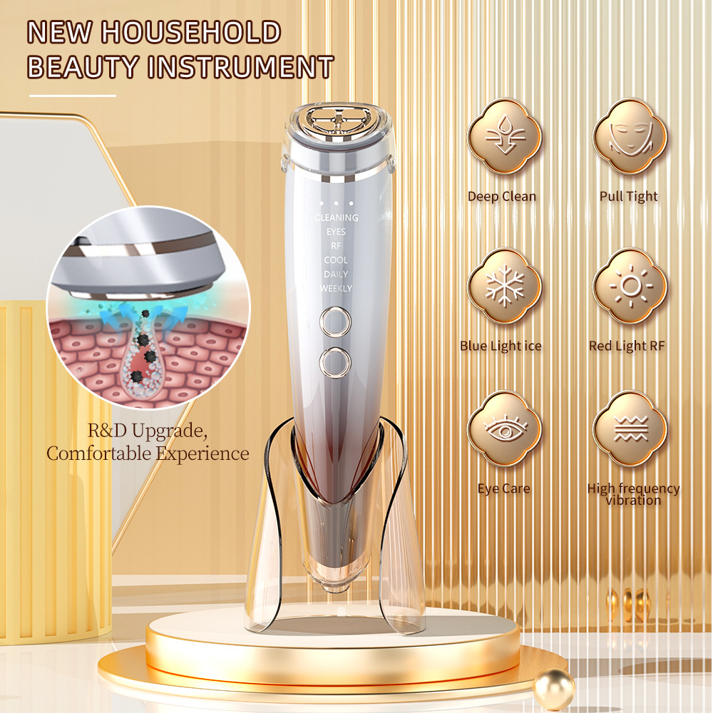 Wochuan New Design Home Use Beauty Machine Skin Rejuvenation Lifting Hot & Cold Rf Ems Led Beauty Device Facial Massager