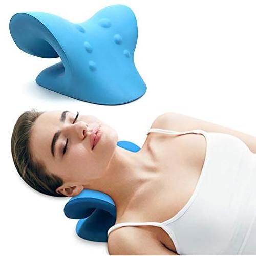 Wholesale Blue Chiropractic Pillow Neck Stretcher Neck and Shoulder Relaxer Cervical Traction Device for TMJ Pain Relief