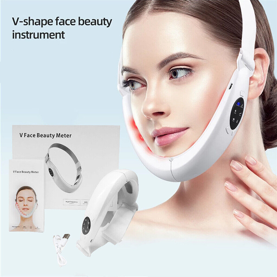 Facial Lifting Device LED Photon Therapy Facial Slimming Massager Double Chin V Face Shaped Cheek Lift Belt Machine