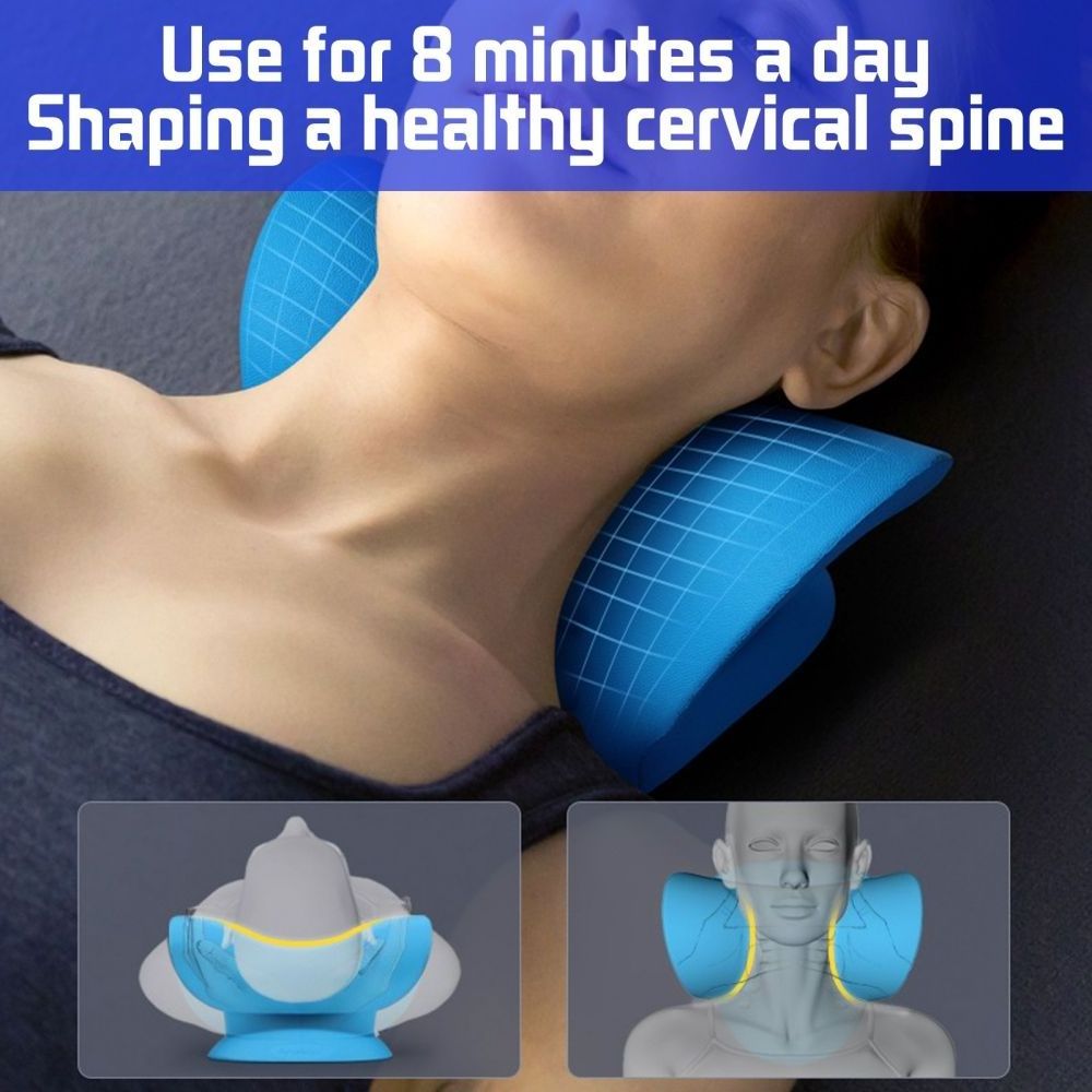 Wholesale Blue Chiropractic Pillow Neck Stretcher Neck and Shoulder Relaxer Cervical Traction Device for TMJ Pain Relief