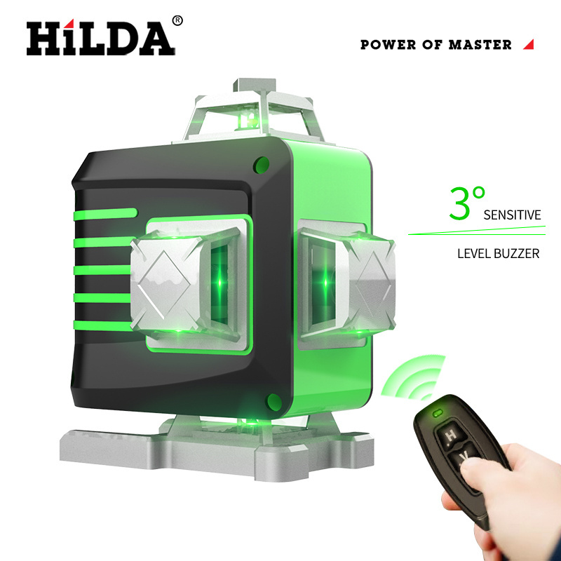 2022 New arrival  4d green 16 lines nivel laser level line 360 Angle display vertical laser level  niveau construction laser 4d